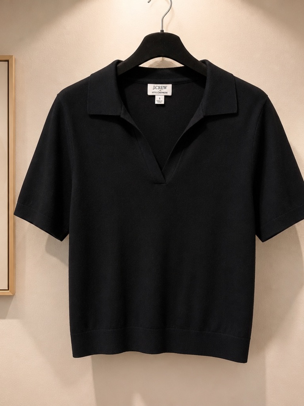 J. Crew Black Short-Sleeve Polo Top